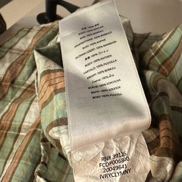 Filson Green Ivory Tan Plaid Button-Down Long Sleeve Shirt Men’s Large Cotton - Picture 6 of 6